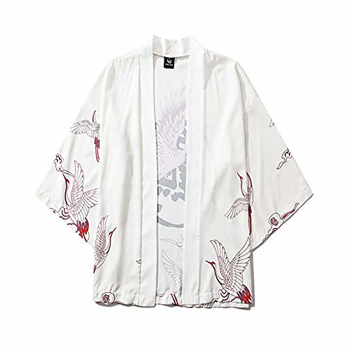 

men's kimono womens cloak jacke tops blouse japanese five point sleeves shirt