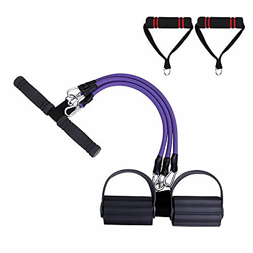 

8pcs exercise resistance bands set portable pedal puller sit-ups fitness equipment, tummy trainer stretch workout band set with foam handles sit-ups bar for home,gym,yoga,pilates,strength training