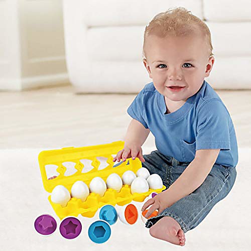 

color matching egg set toddler toys mathematics counting preschool toyseducational color number recognition skills learning toy (yellow)