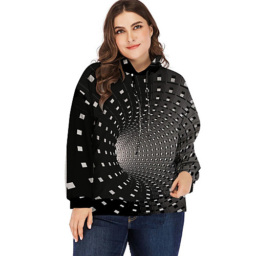 

Women's Plus Size Print Galaxy T shirt Large Size Round Neck Long Sleeve Tops Big Size