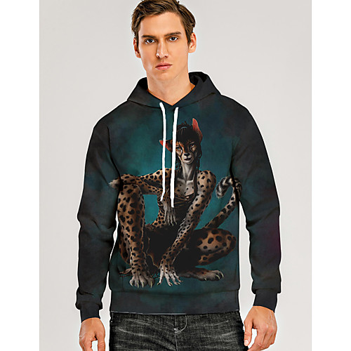 

Men's Pullover Hoodie Sweatshirt Animal Patterned Graphic 3D Front Pocket Daily 3D Print 3D Print Casual Hoodies Sweatshirts Green