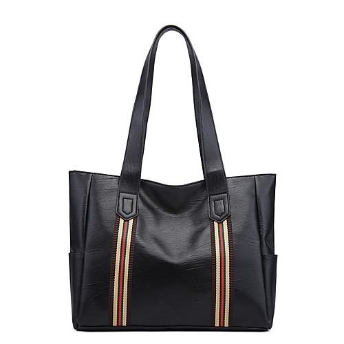 

Women's Bags PU Leather Tote Top Handle Bag Zipper Patchwork Daily Date 2021 Tote Handbags Black