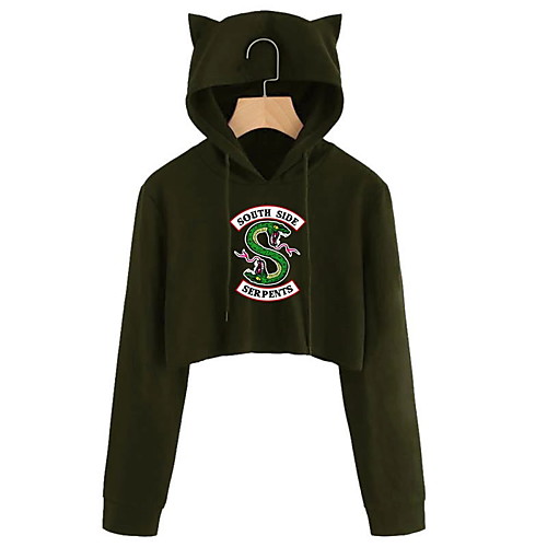 

Women's Cropped Sweatshirt Graphic Casual Hoodies Sweatshirts Black Wine Green