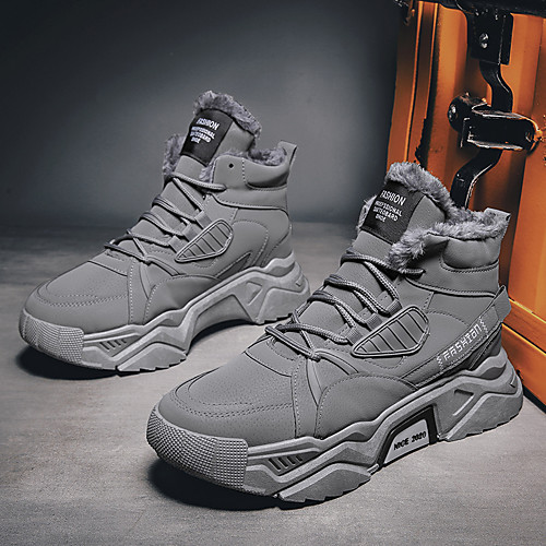 

Men's Boots Casual Daily Walking Shoes PU Breathable Non-slipping Wear Proof Black Brown Gray Winter