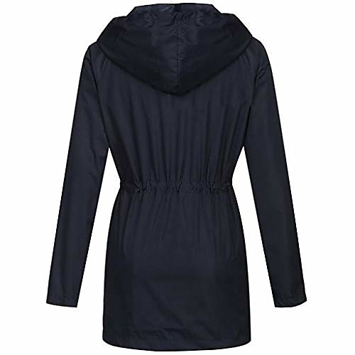 

bigfanshu jackets for women plus size solid rain jacket outdoor waterproof hooded raincoat windproof black