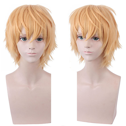 

Cosplay Costume Wig Synthetic Wig Loose Curl With Bangs Wig Short Light golden Synthetic Hair Women's Anime Cosplay Blonde