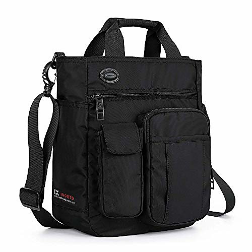 

nylon crossbody messenger bag, multifunctional shoulder bag, laptop bag for men and women sport travel business (black)