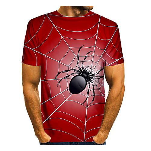 

Men's T shirt 3D Print Graphic 3D Animal Print Short Sleeve Daily Tops Casual Wine Blue Red