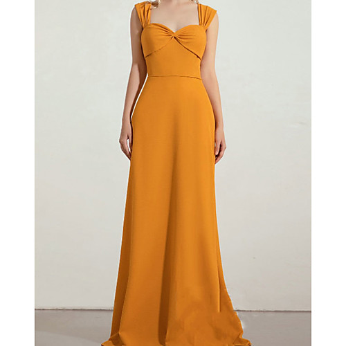 

A-Line Scoop Neck Floor Length Chiffon Bridesmaid Dress with Ruching / Bandage