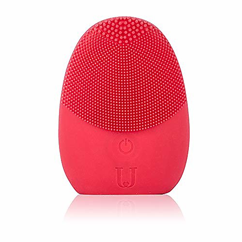 

2 in 1 sonic facial cleansing brush, sonic vibration facial brush, silicone face brush ipx6 waterproof deep cleaning, gentle exfoliating & massaging (red)