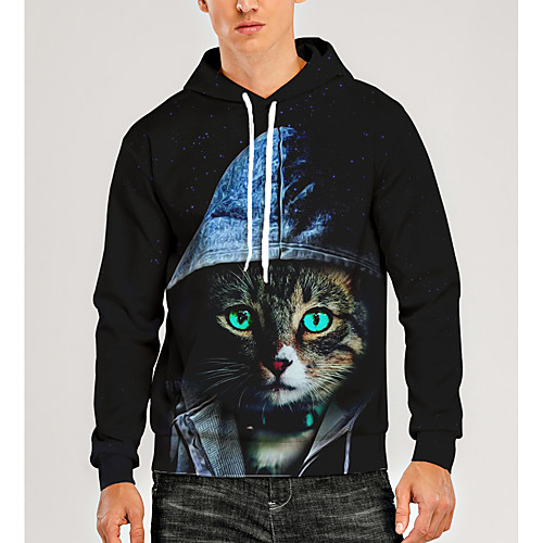 

Men's Pullover Hoodie Sweatshirt Animal Patterned Graphic 3D Front Pocket Hooded Daily 3D Print 3D Print Casual Hoodies Sweatshirts Long Sleeve Black