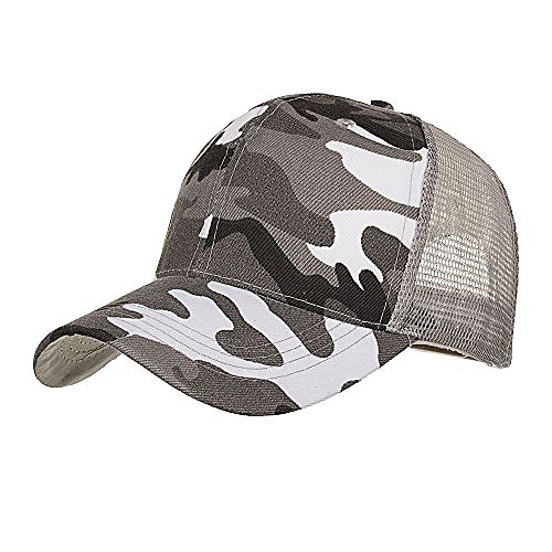 

keerads fashion casual unisex adjustable size solid color breathable wicking camouflage mesh outdoor sunhat baseball cap
