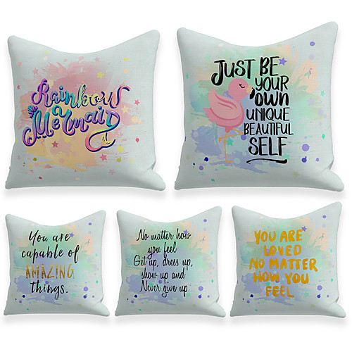 

Cushion Cover 5PCS Linen Soft Decorative Square Throw Pillow Cover Cushion Case Pillowcasefor Sofa Bedroom 45 x 45 cm (18 x 18 Inch) Superior Quality Mashine Washable