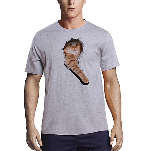 

Men's T shirt Other Prints Graphic Animal Print Short Sleeve Daily Tops Cotton Basic White Black Red