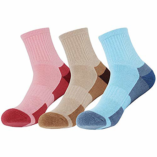 

3 pairs women girls running hiking ankle socks 4-8 uk size,no blister terry cushion, breathable, warm, moisture wicking, arch support, for outdoor sports walking trekking cycling camping golf gym