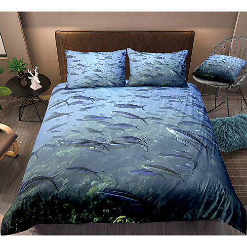 

Ocean Series Sea fish Print 3-Piece Duvet Cover Set Hotel Bedding Sets Comforter Cover with Soft Lightweight Microfiber For Holiday Decoration(Include 1 Duvet Cover and 1or 2 Pillowcases)