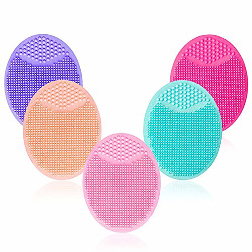 

facial cleansing brush,super soft silicone face cleanser massager brushes manual face scrubber handheld mat scrub exfoliating cleaner for sensitive delicate dry skin,baby hair brush (5 pack set)