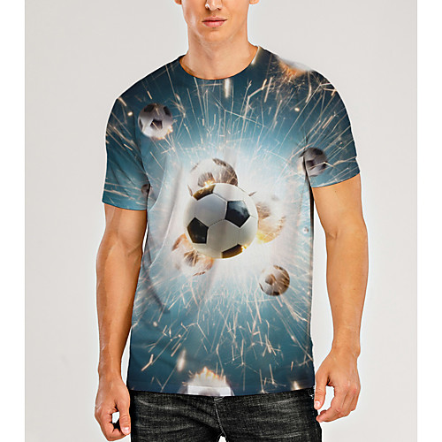 

Men's T shirt 3D Print Graphic 3D Print Short Sleeve Daily Tops White / Navy