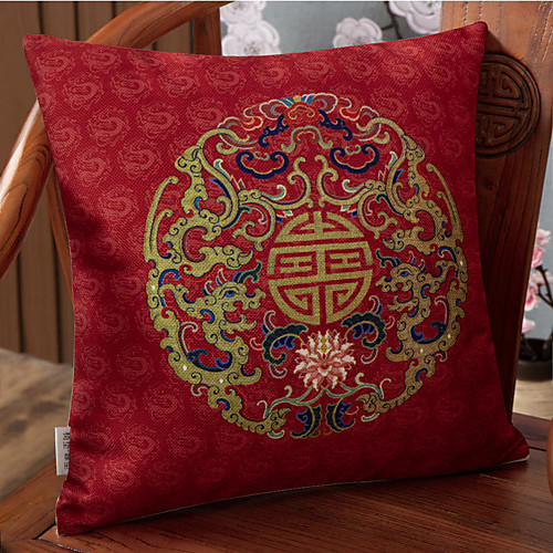 

New Chinese Style Linen Blended Retro Pillow Case Cover Living Room Bedroom Sofa Cushion Cover Modern Sample Room Cushion Cover