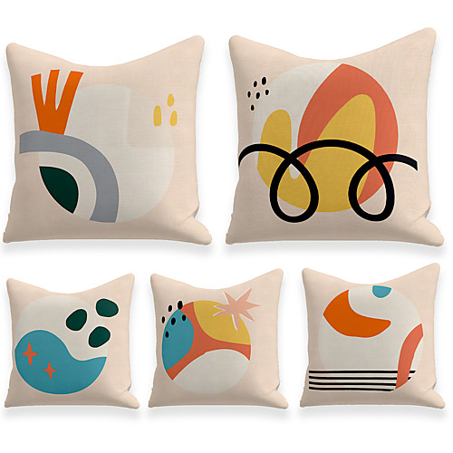 

Cushion Cover 5PCS Linen Soft Decorative Square Throw Pillow Cover Cushion Case Pillowcasefor Sofa Bedroom 45 x 45 cm (18 x 18 Inch) Superior Quality Mashine Washable