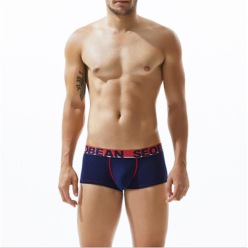 

Men's 1 Piece Basic Boxers Underwear / Briefs Underwear - Normal Mid Waist Black Blue Navy Blue M L XL