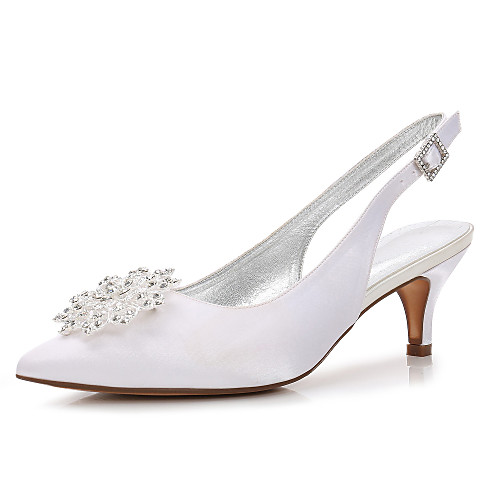 

Women's Wedding Shoes High Heel Pointed Toe Wedding Pumps Wedding Party & Evening Satin Rhinestone Wine White Black