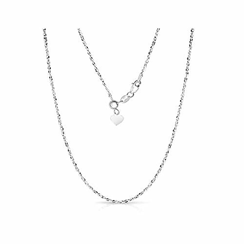 

sterling silver 1.5mm fancy italian adjustable diamond cut twisted serpentine sparkle chain necklace- silver slider necklace 4 colors (silver)