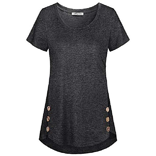 

women's crewneck short sleeve button details casual t shirt tunic top