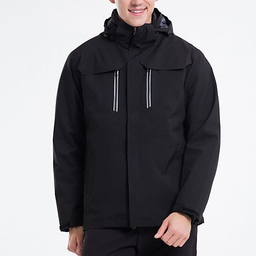 

Men's Hiking Down Jacket Hiking 3-in-1 Jackets Winter Outdoor Patchwork Waterproof Lightweight Windproof Breathable Winter Jacket Top Fleece Fishing Climbing Camping / Hiking / Caving Black Red Blue