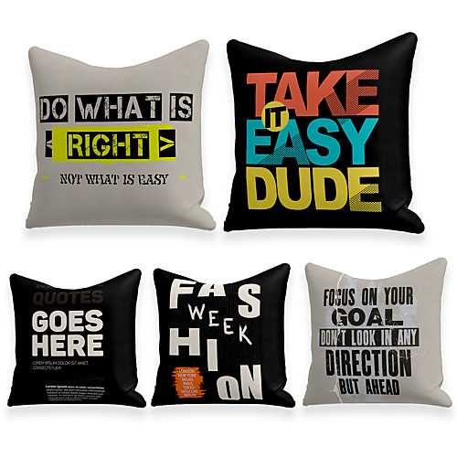 

Cushion Cover 5PC Linen Soft Decorative Square Throw Pillow Cover Cushion Case Pillowcase for Sofa Bedroom 45 x 45 cm (18 x 18 Inch) Superior Quality Machine Washable