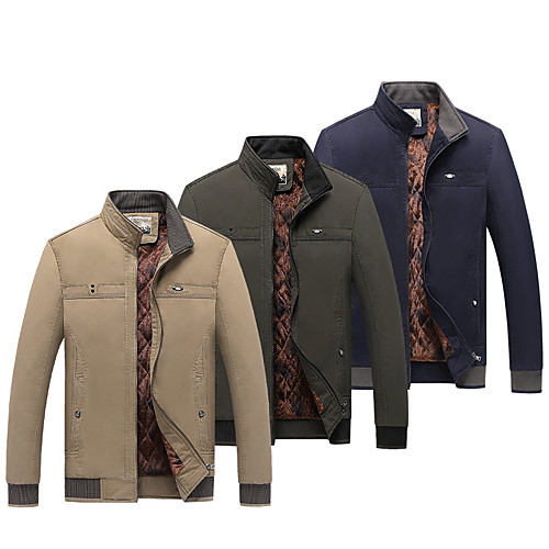 

Men's Hiking Softshell Jacket Hiking Fleece Jacket Winter Outdoor Solid Color Lightweight Windproof Breathable Quick Dry Winter Jacket Top Fleece Cotton Single Slider Hunting Fishing Climbing Army