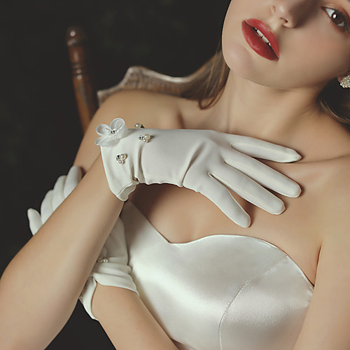 

Satin Suit Length Glove Elegant / Simple Style With Faux Pearl / Petal