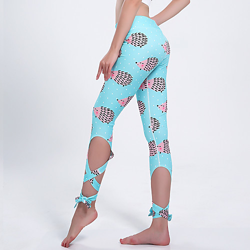 

Women's Casual Yoga Comfort Daily Gym Leggings Pants Animal Calf-Length Patchwork Print Blue
