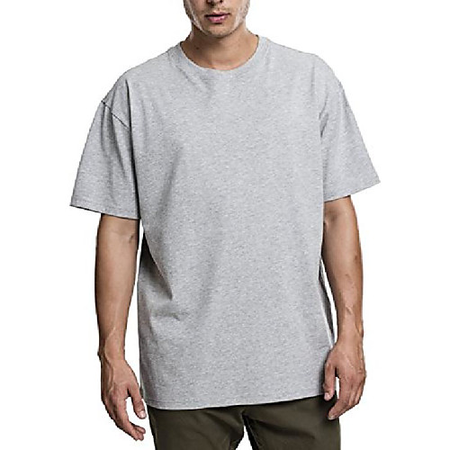

men's basic oversized t wide cut, long tee, short sleeves shirt with crew neck, 100% jersey , grey, medium