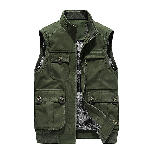 

Men's Hiking Vest / Gilet Fishing Vest Winter Outdoor Solid Color Lightweight Breathable Quick Dry Warm Top Cotton Hunting Fishing Climbing Light Yellow Black Army Green Khaki