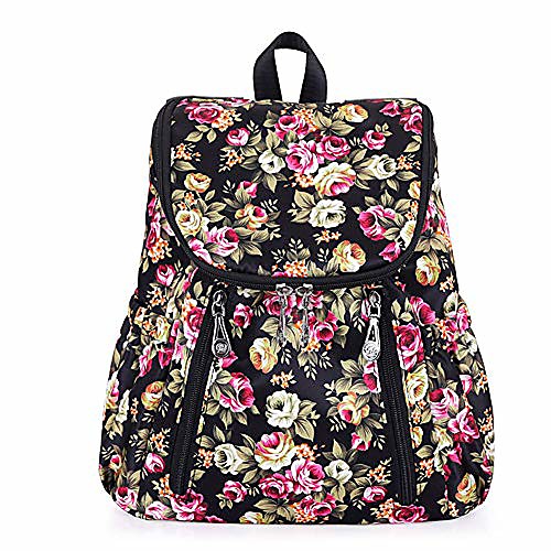 

women backpack shoulder bag ladies waterproof nylon schoolbag vintage floral rucksack casual daypack