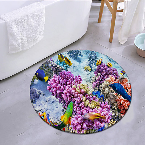 

Sea Creatures Round Mat Carpet Door Mat Bedroom Living Room Carpet Study Room Carpet Kitchen Bathroom Anti-slip Mat