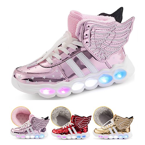 

Girls' Sneakers Light Up Shoes USB Charging LED Shoes Christmas PU Warm Little Kids(4-7ys) Big Kids(7years ) Daily Walking Shoes Red Pink Gold Fall Winter