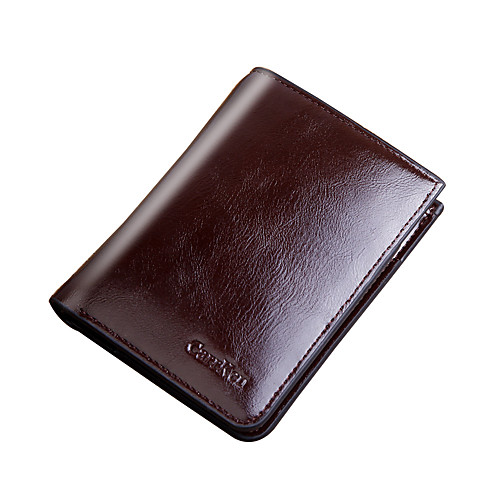 

Men's Bags Cowhide Wallet Solid Color Office & Career Black Coffee