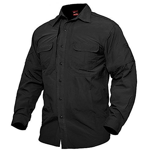 

Men's Hiking Shirt / Button Down Shirts Long Sleeve Sweatshirt Top Outdoor Lightweight Breathable Quick Dry Sweat wicking Summer Solid Color Black Hunting Fishing Climbing