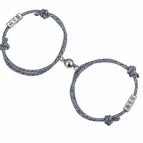 

couple magnetic mutual attraction bracelet-adjustable braided rope bracelet vows of eternal love bracelet set for women men