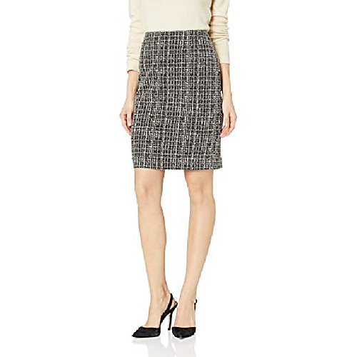

women's petite knit jacquard slim skirt, toffee multi, 14p