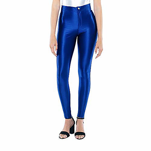 

women's the disco pant royal blue High Waist Shiny Stretch x-large