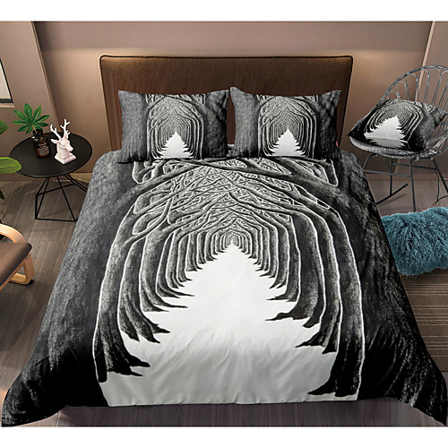 

3D Forest Print 3-Piece Duvet Cover Set Hotel Bedding Sets Comforter Cover with Soft Lightweight Microfiber, Include 1 Duvet Cover, 2 Pillowcases for Double/Queen/King(1 Pillowcase for Twin/Single)