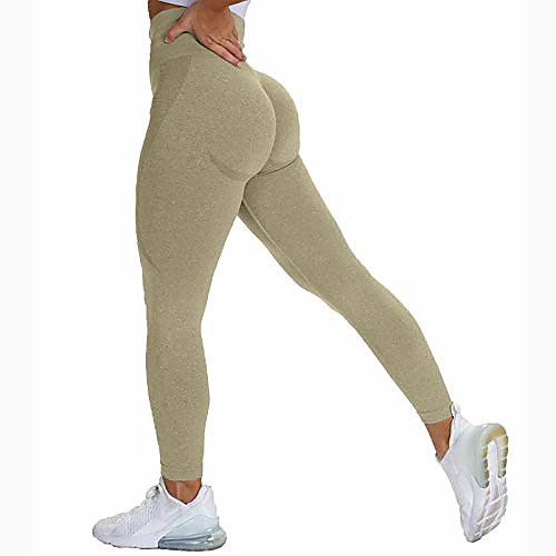 

seamless leggings for women high waist tummy control butt lift yoga pants workout gym smile contour tights grass green s