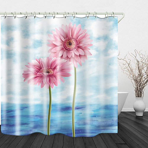 

Beautiful flowers Print Waterproof Fabric Shower Curtain for Bathroom Home Decor Covered Bathtub Curtains Liner Includes with Hooks