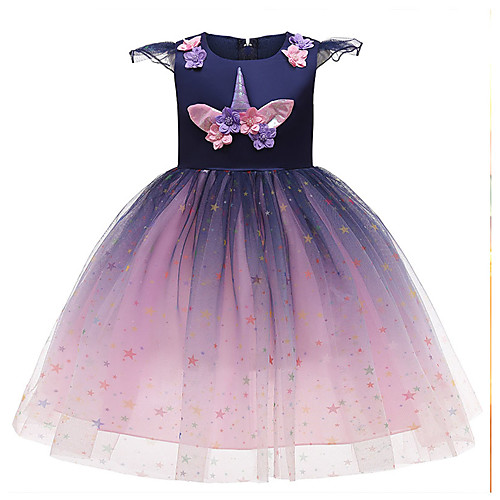 

Unicorn Flapper Dress Dress Party Costume Girls' Movie Cosplay Cosplay Costume Party Purple Red Blue Dress Christmas Children's Day New Year Polyester