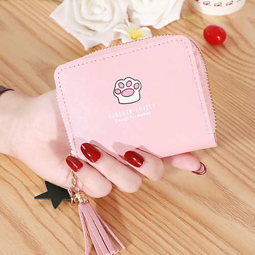 

Women's Bags PU Leather Wallet Tassel Zipper Print Embellished&Embroidered Graphic Prints Daily Date 2021 Wine Black Red Blushing Pink