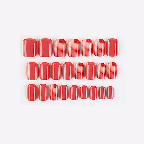 

24PCS Watermelon Red Fake Nail Sticker Wearable Nail Finished Nail Piece Removable Nail Sticker European and American French Ballet Pointed Nail Piece