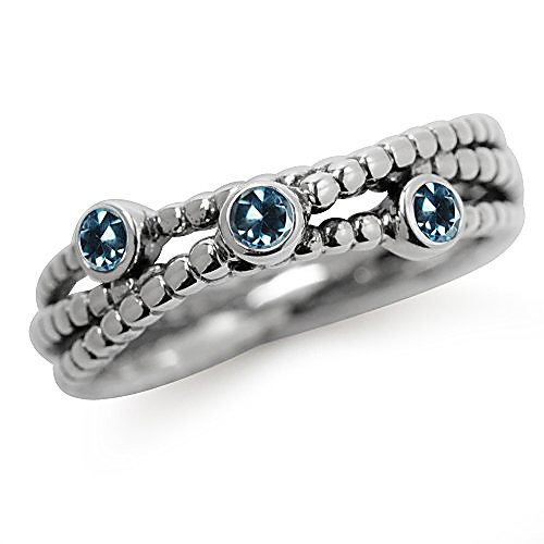 

3 stone genuine london blue topaz 925 sterling silver stack stackable ribbon ring size 9